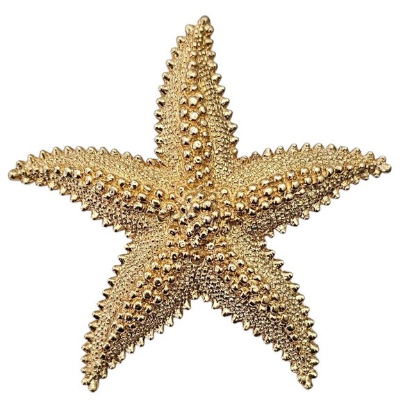 Monet Starfish Brooch Vintage Gold Tone Pin Signed L575